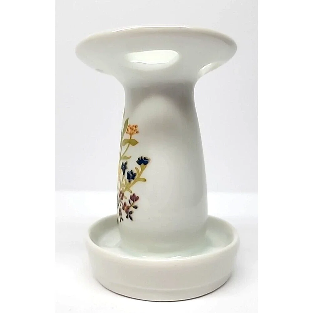 Vintage San Francisco Pottery White Ceramic 4‎ Slot Toothbrush Holder w/ Flowers